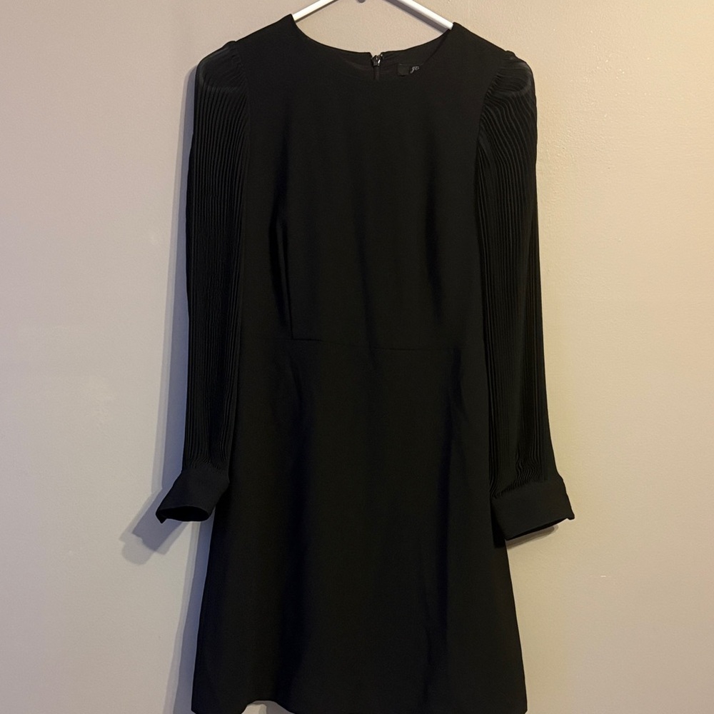 J Crew Pleated Sleeve A Line Black  Dress Cocktail/Classic